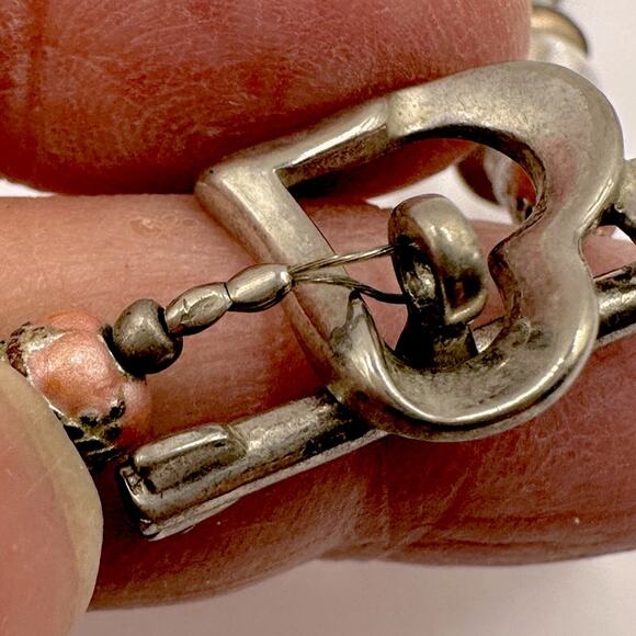 Unbranded Pink Clear Glass Beads Beaded Necklace Heart Arrow Toggle Clasp - Picture 5 of 11